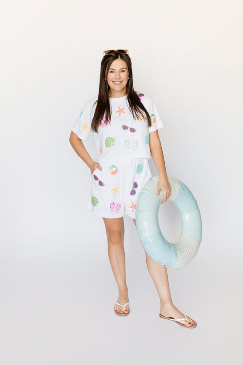 Beach Terry Cloth White Top
