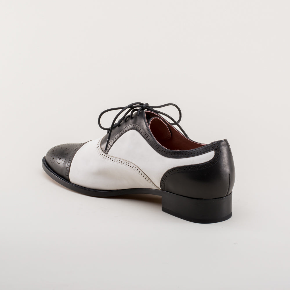 Dandy Men's Vintage Cap Toe Oxfords (Black/White)