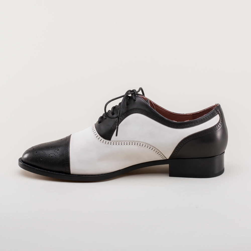 Dandy Men's Vintage Cap Toe Oxfords (Black/White)
